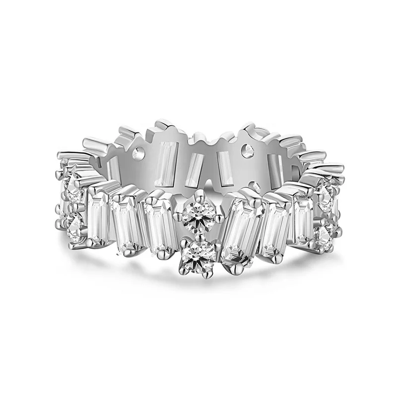 

925 Sterling Silver Zircon Luxury Eternity Rings for Women Big Gift Wholesale Lots Bulk Wedding CZ diamond Band Ring