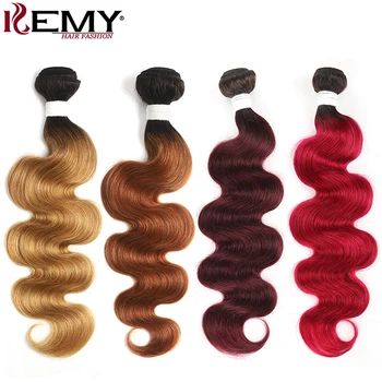 Kemy Body Wave Ombre Burgundy Colored Hair Extension Body Wave Hair