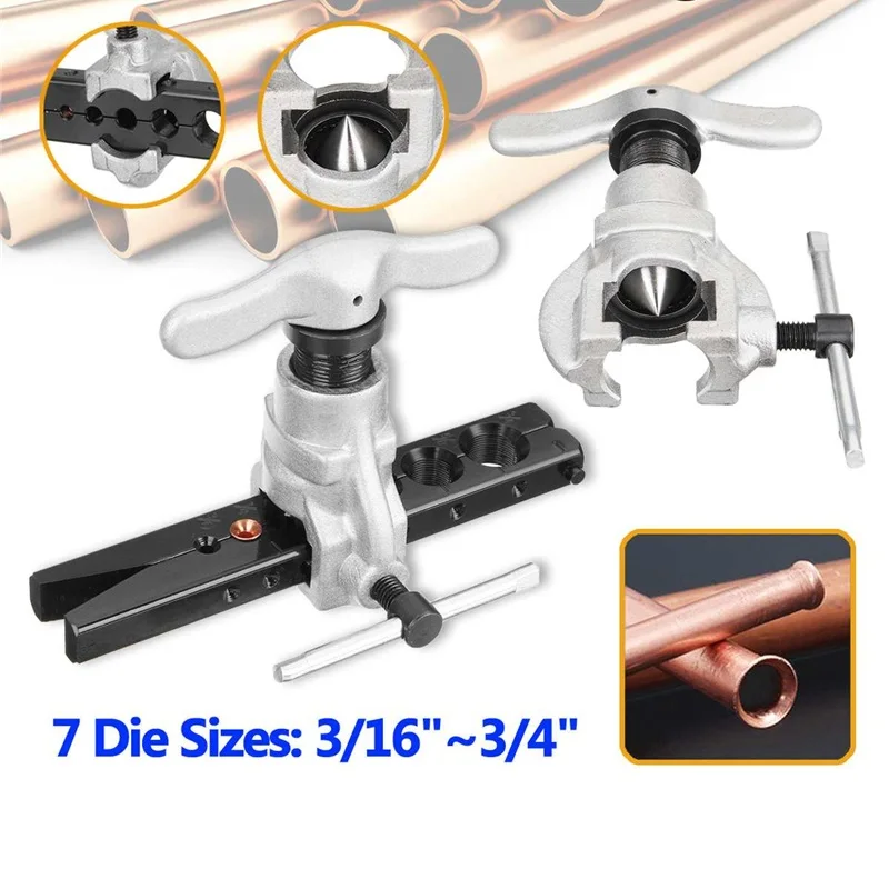 Flaring Tool Kit Tubing Refrigeration 7 Dies 3/16 3/4 Inch Eccentric