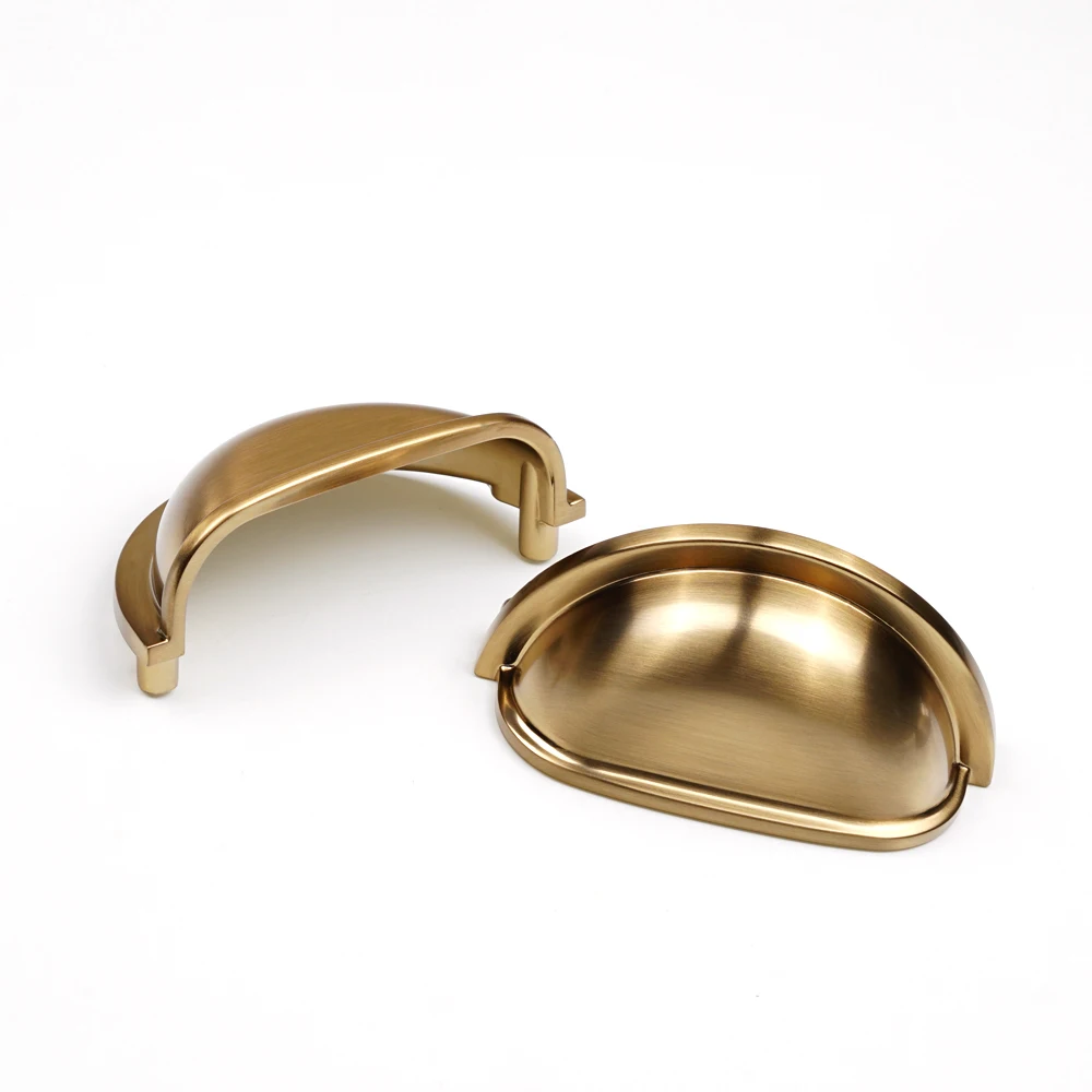 Cup Drawer Pulls 3" Center To Center Brushed Satin Champagne Brass
