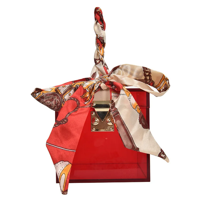 

2020 French design net red acrylic female transparent portable small square hand bag Korean fashion handbag, Customizable