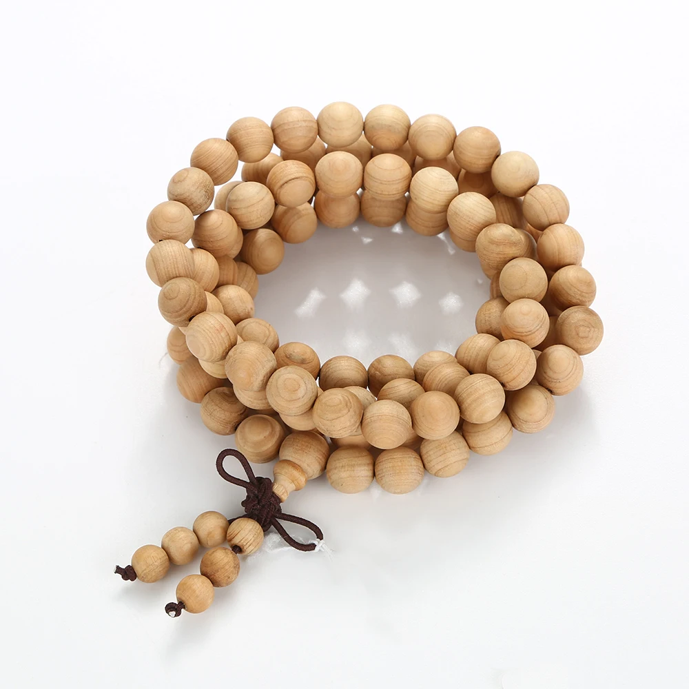 

Hot sale wholesale natural cliff cypress wood beads heart Buddha beads