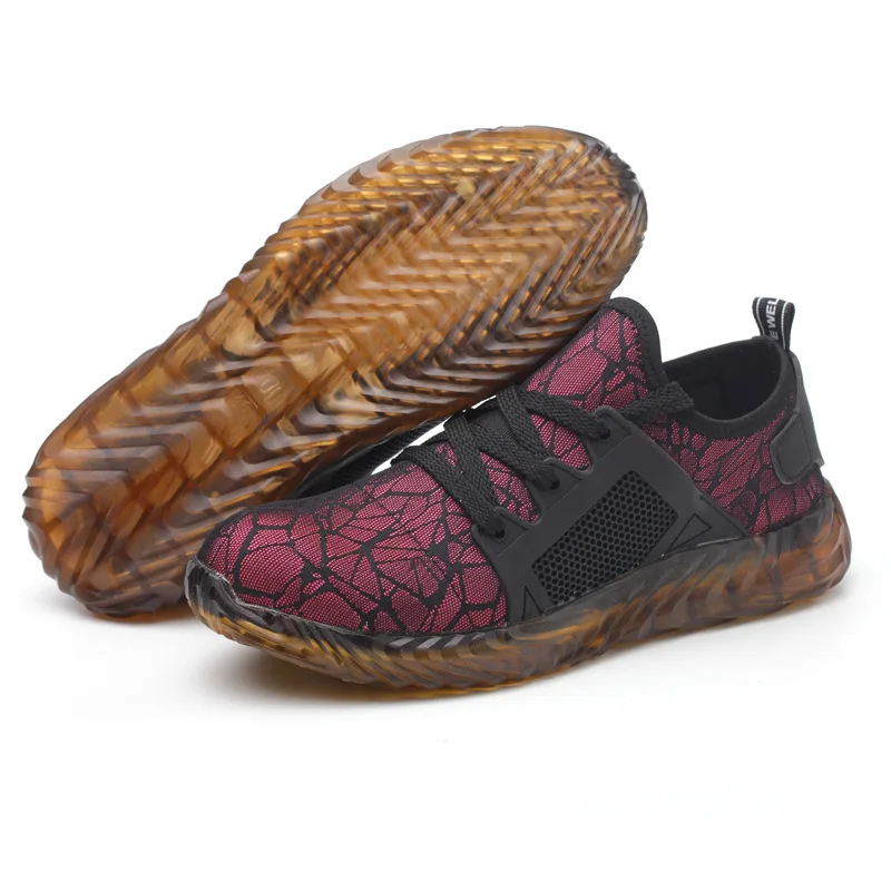 

Safety Shoes Latest Style Breathable Mesh Steel Toe Durable Anti-slip Waterproof Labor Protection Shoes for Men and Women, Black blue pink