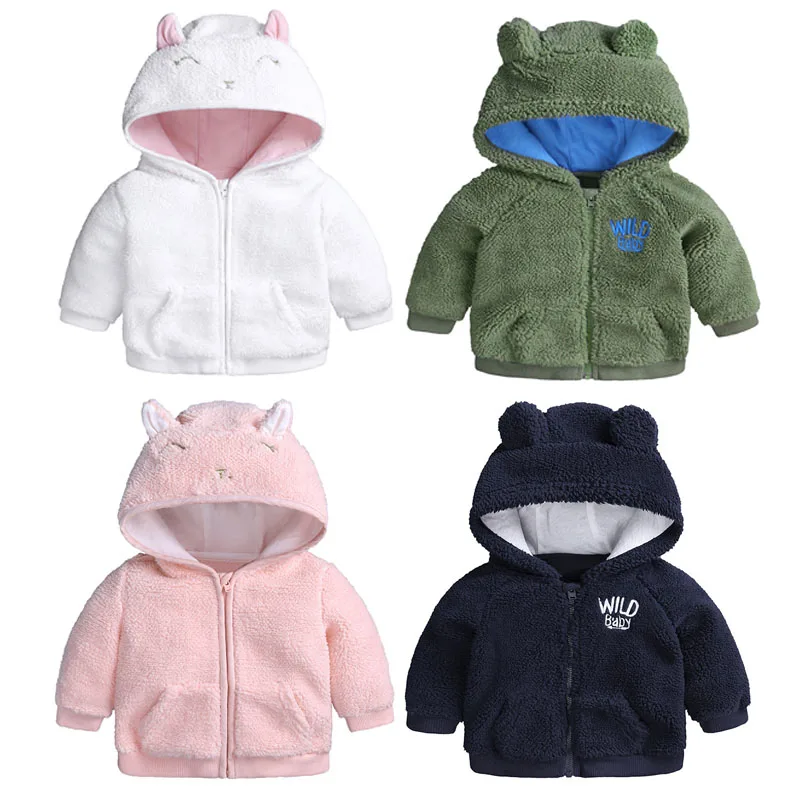 

Wholesale blank fleece cute bear design embroidery newborn kids top winter baby coats, As picture show