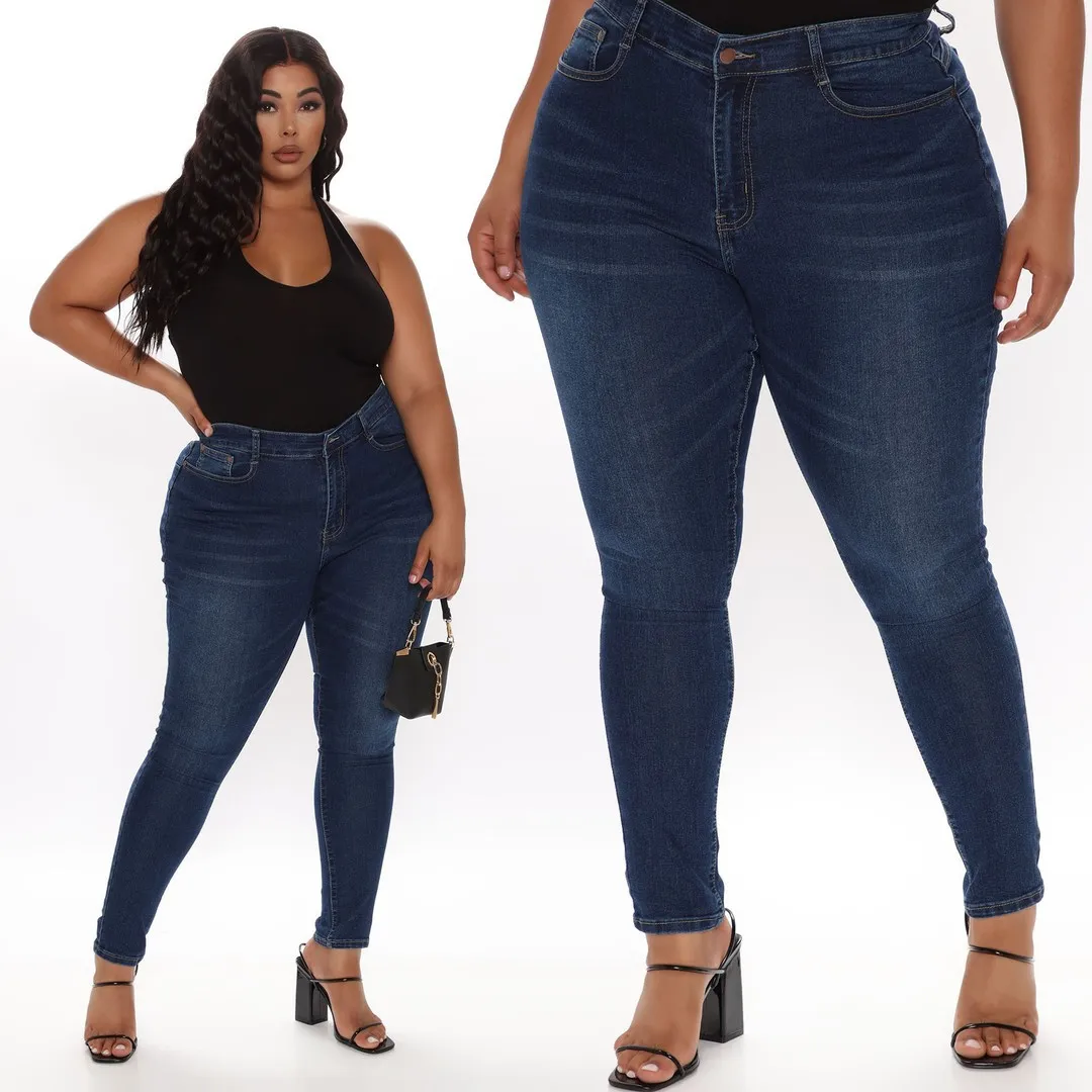 

F21577A ready to ship women plus size Booty Lifting Jeans women stretch jeans, Blue