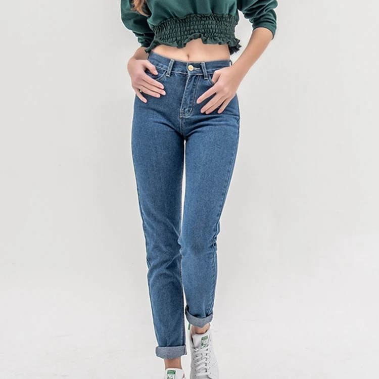 

Winter Fashion Sexy Women Plus Size Harem Jean Pants Cropped High waisted Jeans For Ladies, Blue or customized