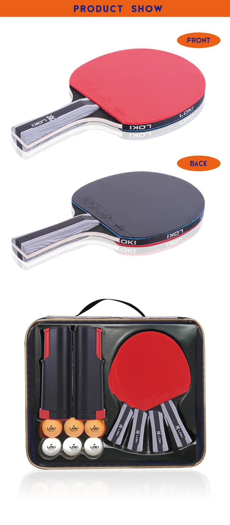 LOKI Professional Table Tennis Racket Set Case with Customized Logo