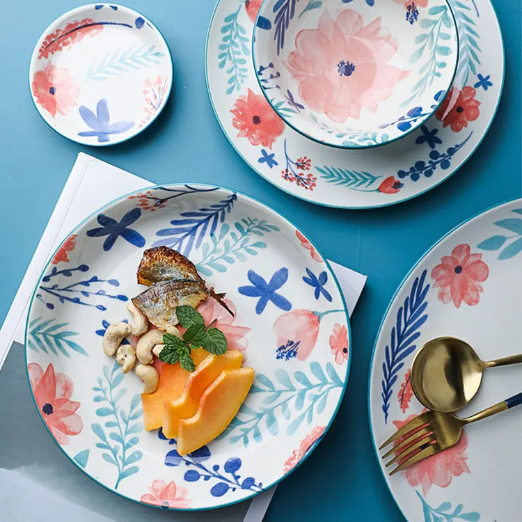 

High Quality Flower Design Ceramic Dinnerware Plate, White