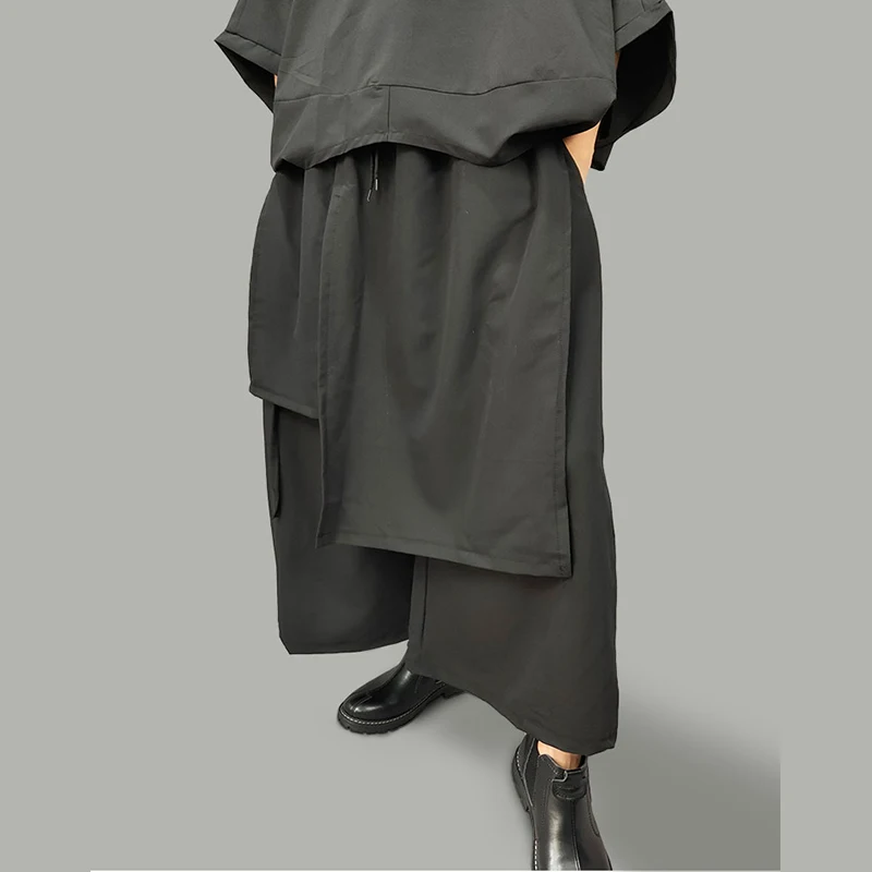 

Skirt pants men's fake two skirts thin style hip hop Japanese Korean loose fake two fashionable men's wide leg
