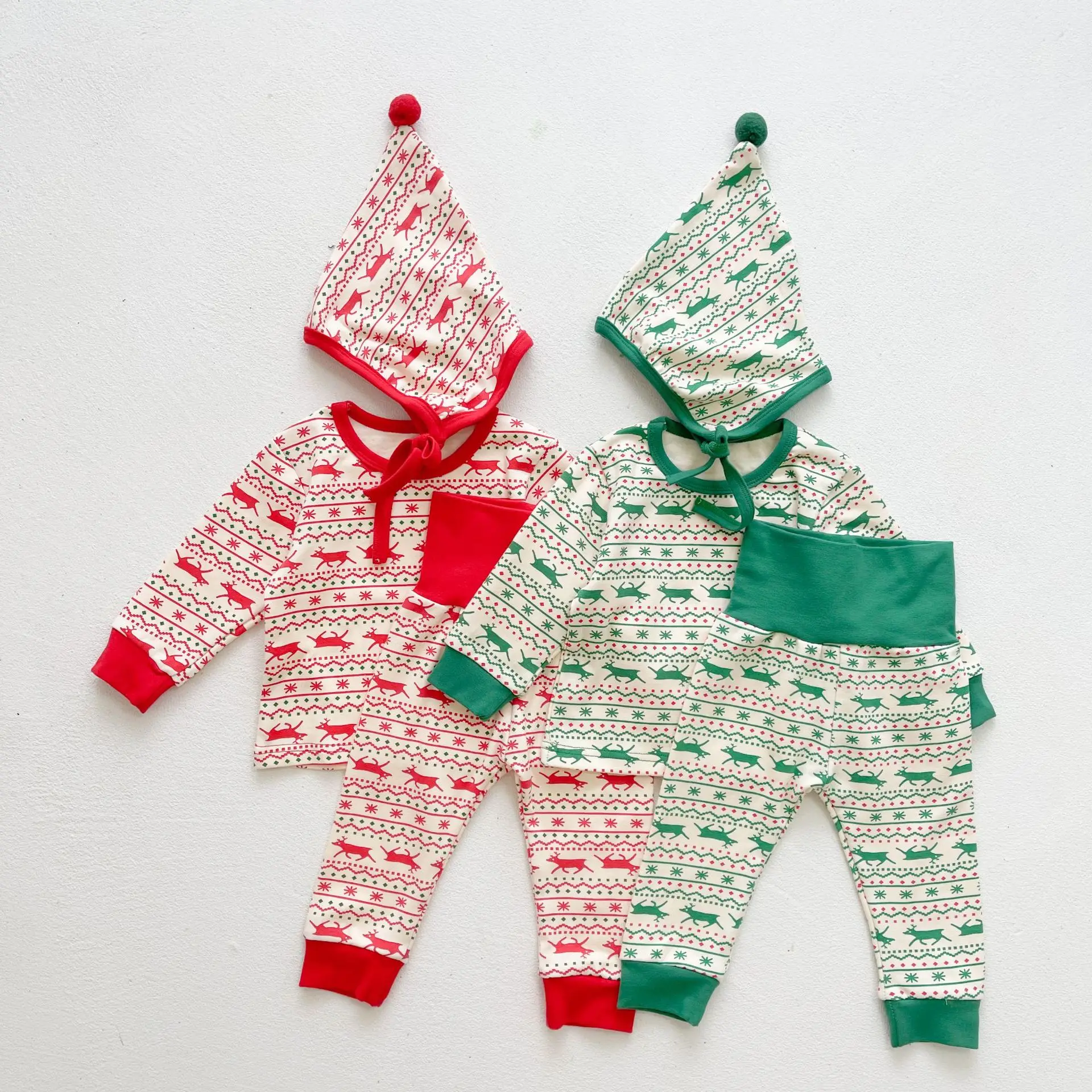 

21 autumn Christmas baby fawn clothes set wool baby autumn pants three-piece baby one-piece climbing suit