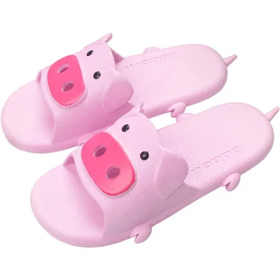 

Girl pink 2019 pig mascot pig slippers indoor bathroom non-slip slippers soft bottom, Picture