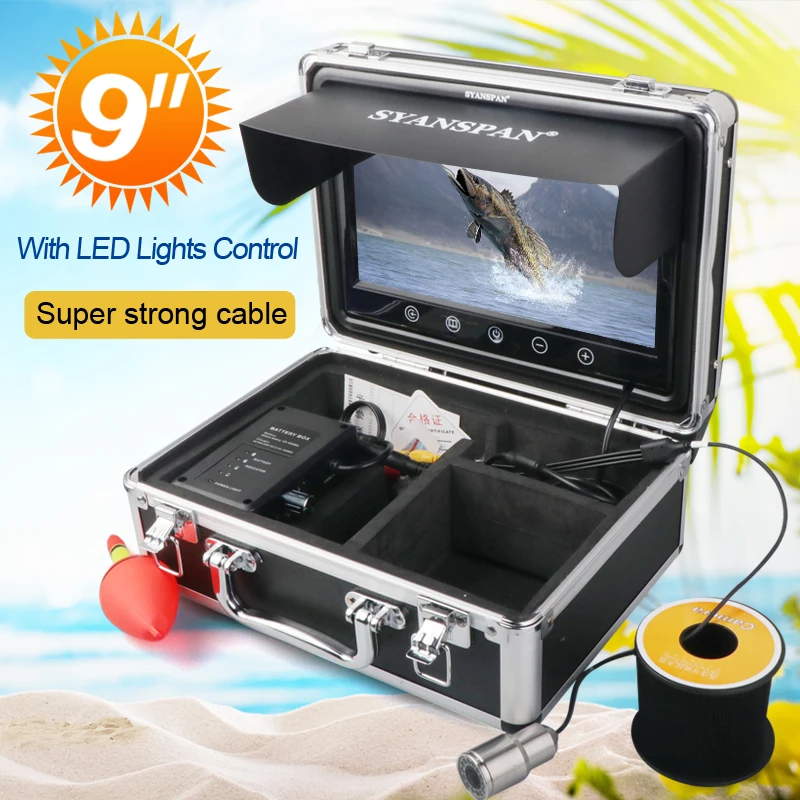 

50M 12 White LEDs 9" LCD Monitor HD Underwater Video Camera for Fishing with wifi