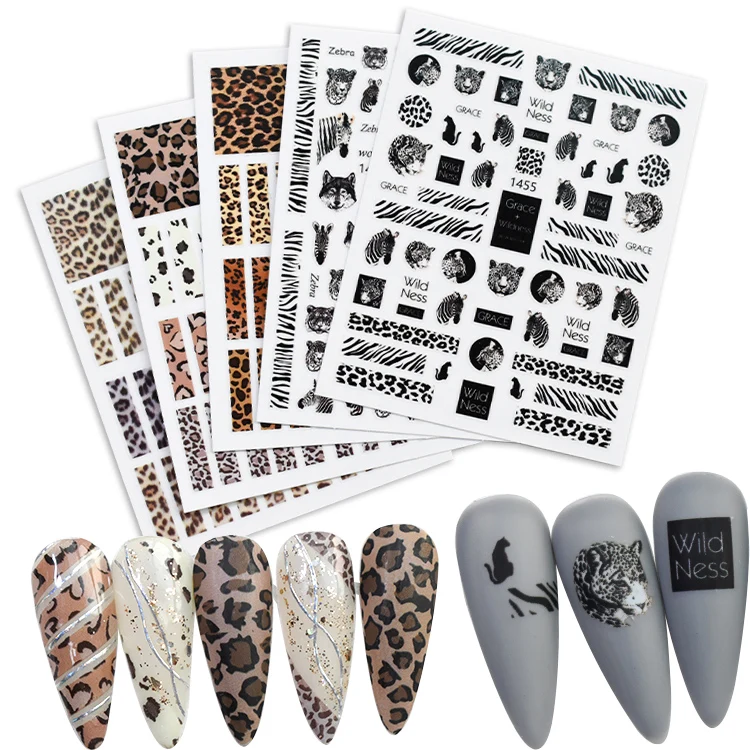 

1451-1456 Wholesale Nail Art Supplies Adhesive Leopard Print Nail Art Stickers and Decals
