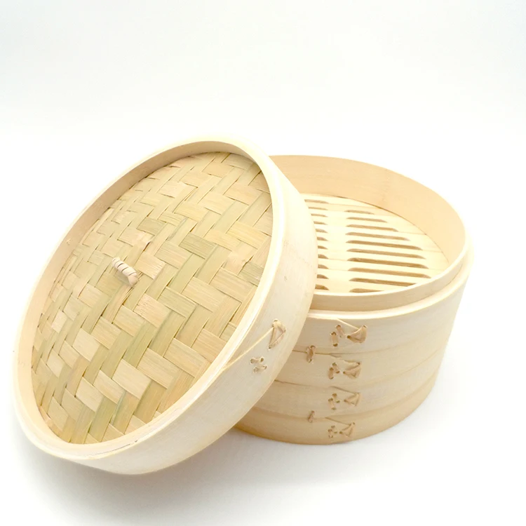 
Natural Kitchen Tools Mini Food 2 Tier Bamboo Basket Steamer 12 inch 