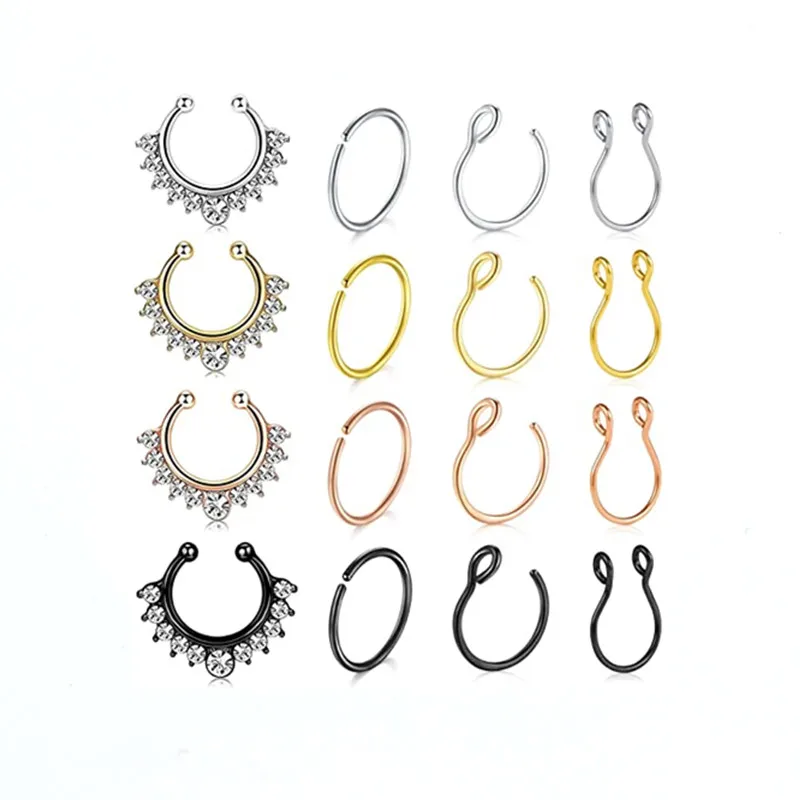 

amazon supplier stainless steel nose stud nose pin piercing wholesale fake nose rings sets