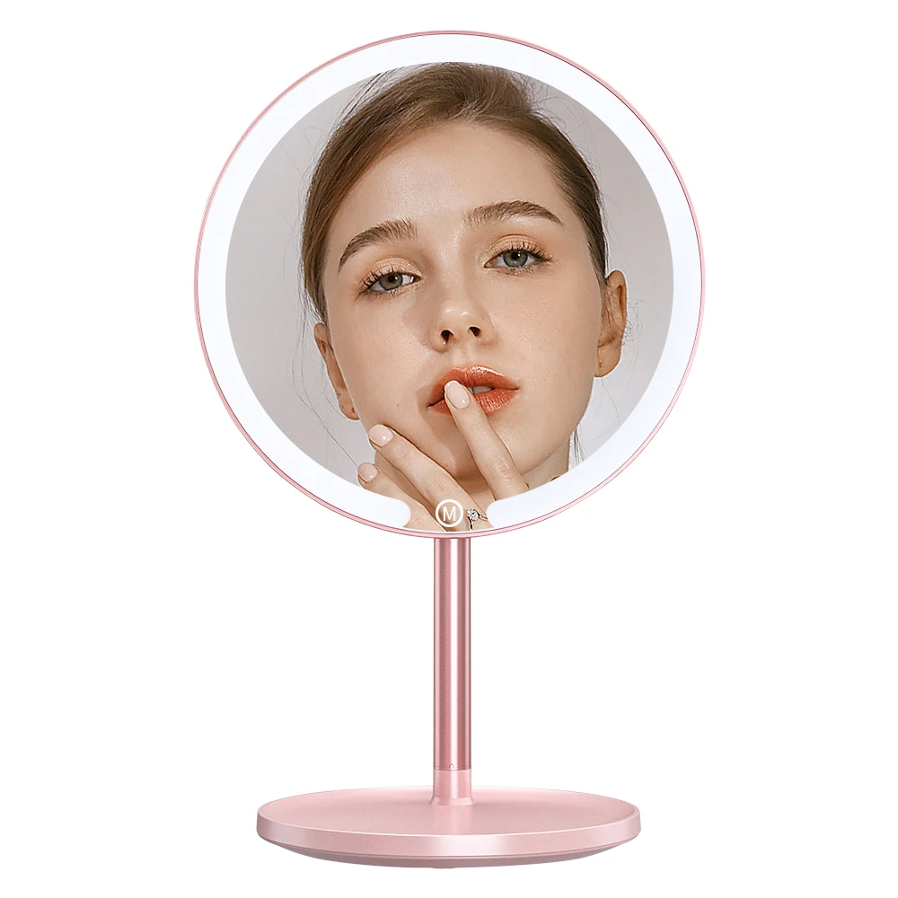 

M17 Best Quality Fashion Desktop Round Vanity Cosmetic Mirror With Light Tray