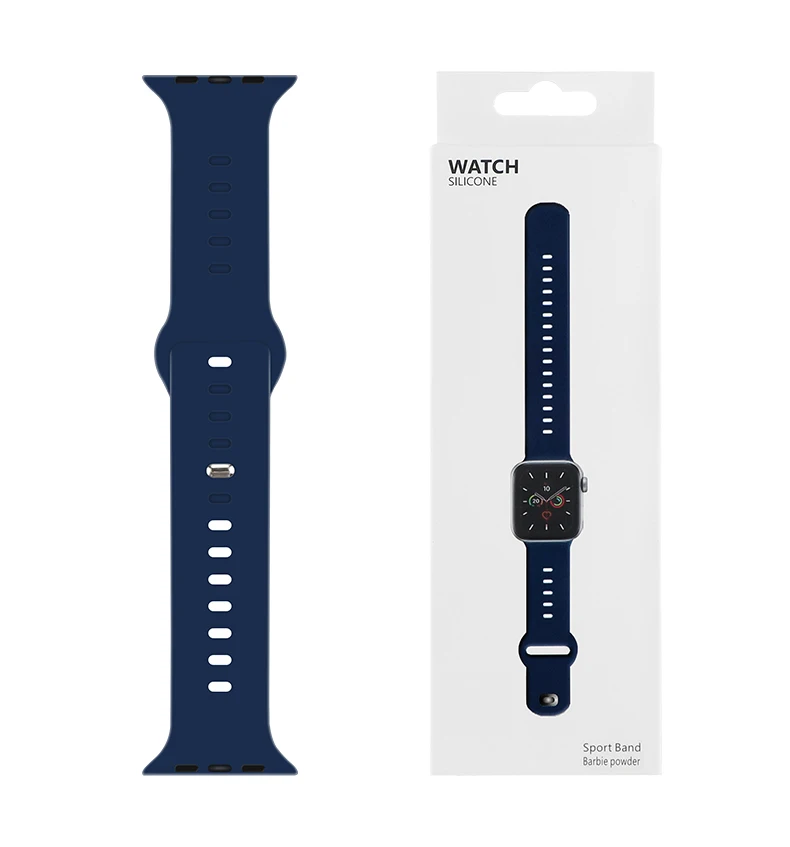 

Rubber Silicone 45 41 44 42 40 38 mm Sports smart watch band Strap For Apple iWatch series 7 6 5 Wristbands