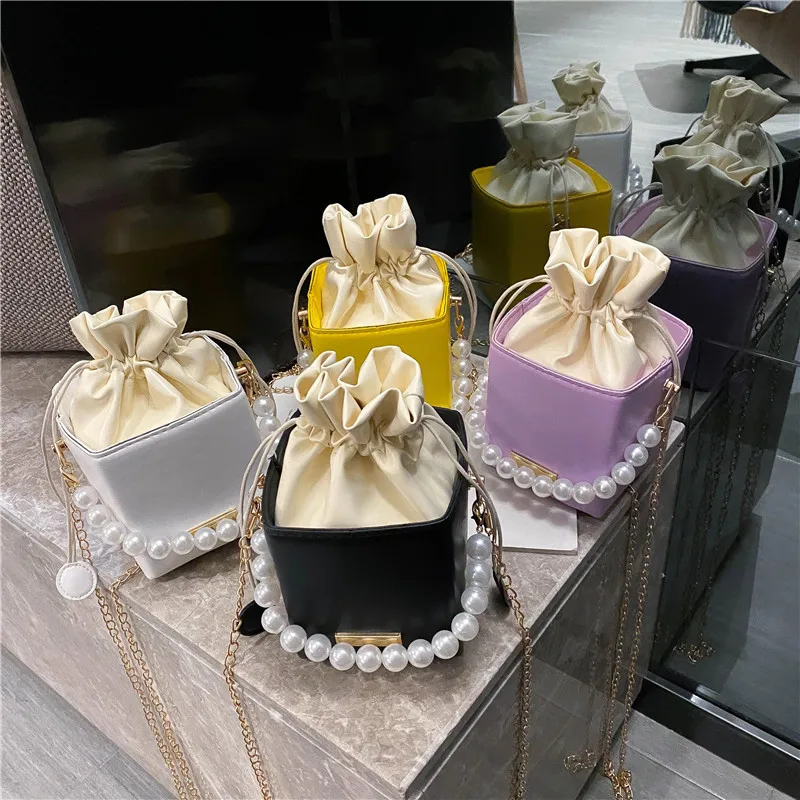 

hot selling new trend women small single shoulder messenger handbags pu square box tote bag chain crossbody bag for ladies