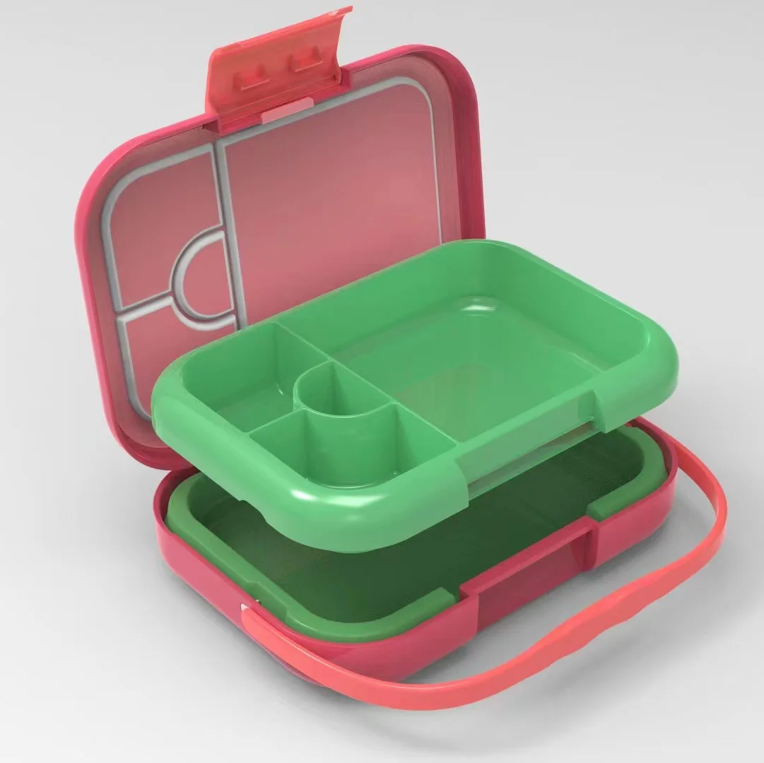 

2022 Aohea Portable New Style Plastic Lunch Ice Pack 4 Compartment Bento Box Leakproof Plastic School Lunch Container Reusable