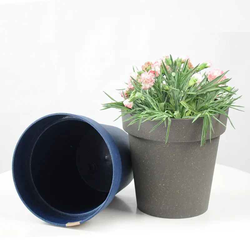

High Quality Wholesale Biodegradable Bamboo Fiber Garden Home Decoration Plastic Planter Pot for Succulent, Customized color