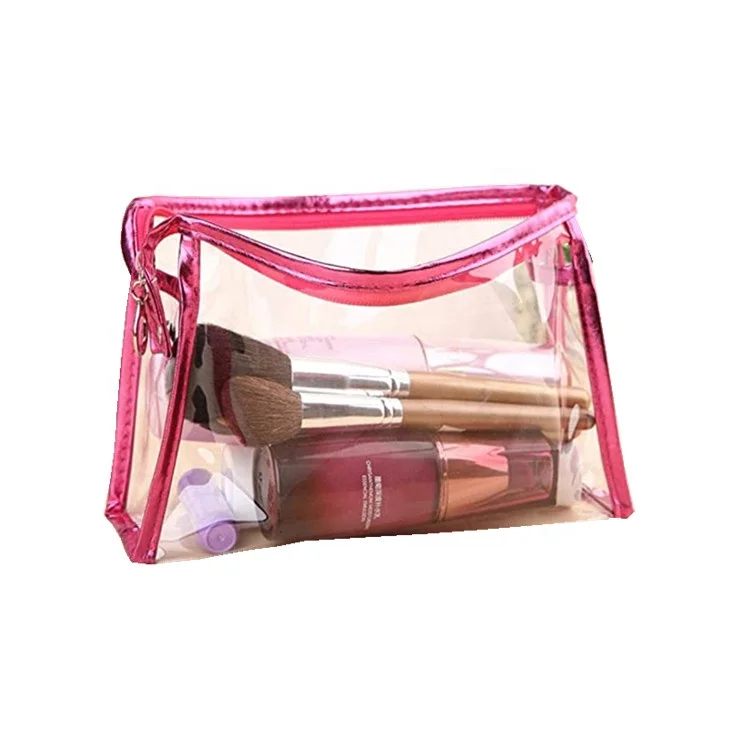 

Manufacturer Cosmetic Zipper Folding Toiletry for Women Pvc Clear transparent Make Up Bag, Customized color