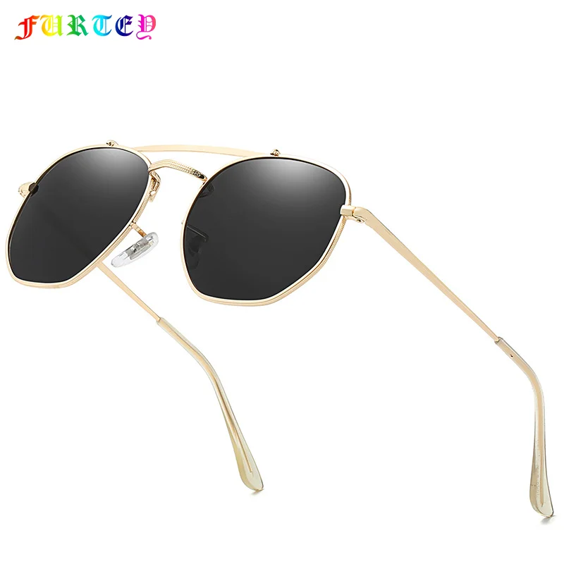 

Hot selling metal polygon big frame polarized sunglasses men wholesale trend double beam sunglasses, Picture colors