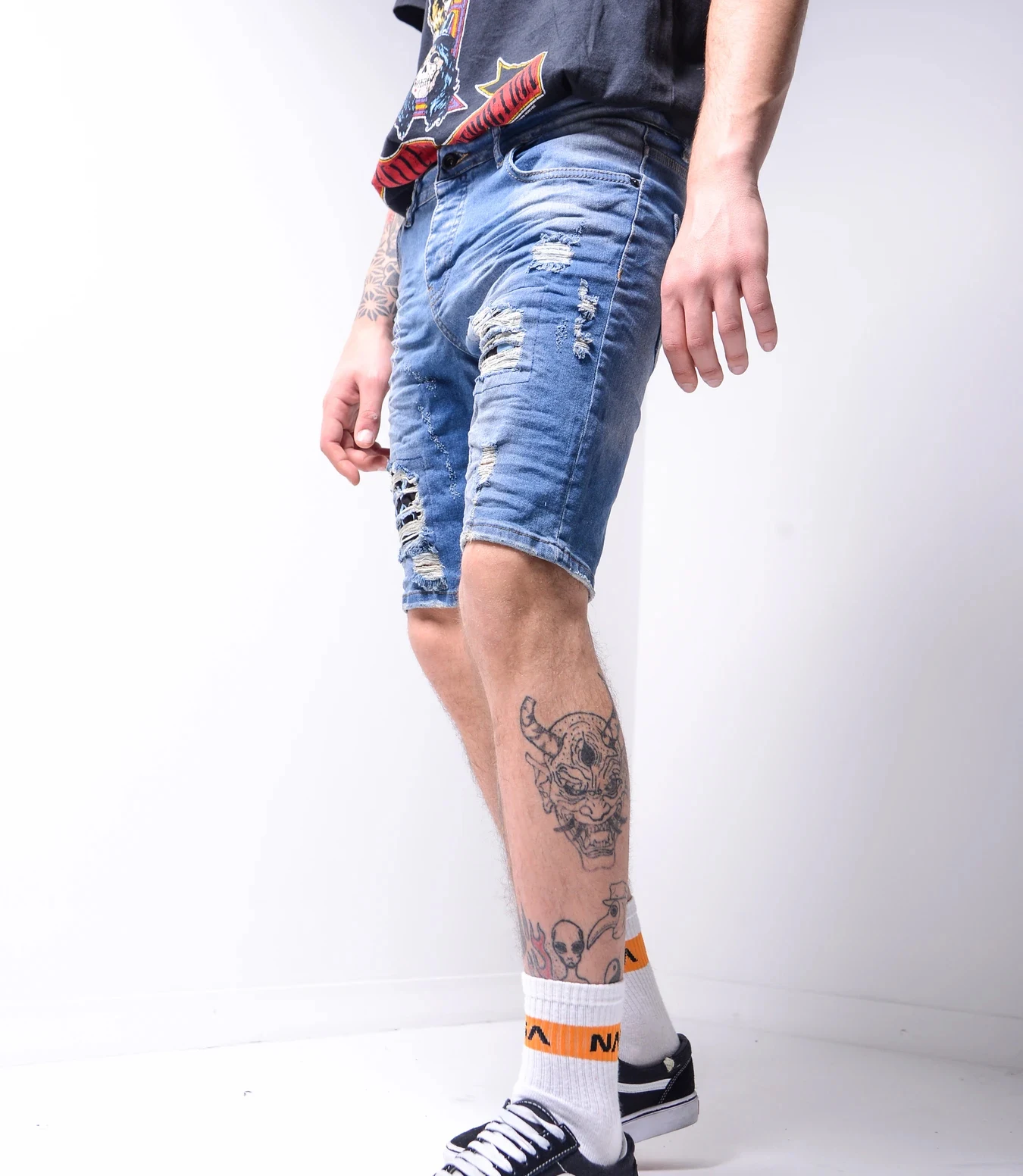 denim biker shorts mens