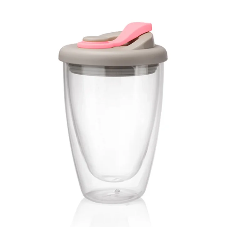 

take away high borosilicate heat-resistant double wall glass coffee tumbler cup biodegradable in bulk double wall with lids