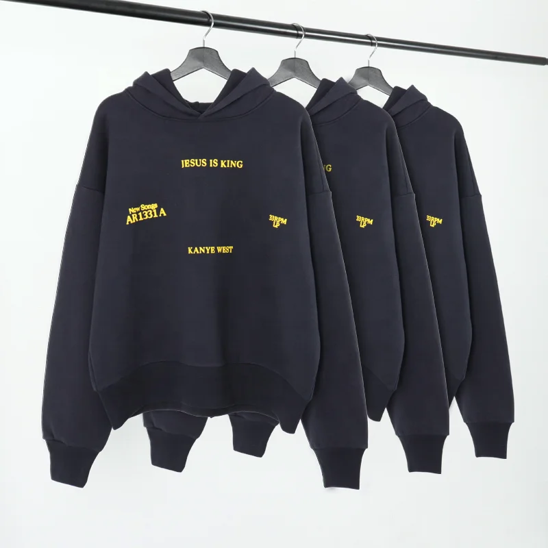 

Men Women Hip Hop Hoodies Kanye West JESUS IS KING Jerry CPFM Streetwear Navy Sweatshirt Pullover Unisex Cotton Winter Tops