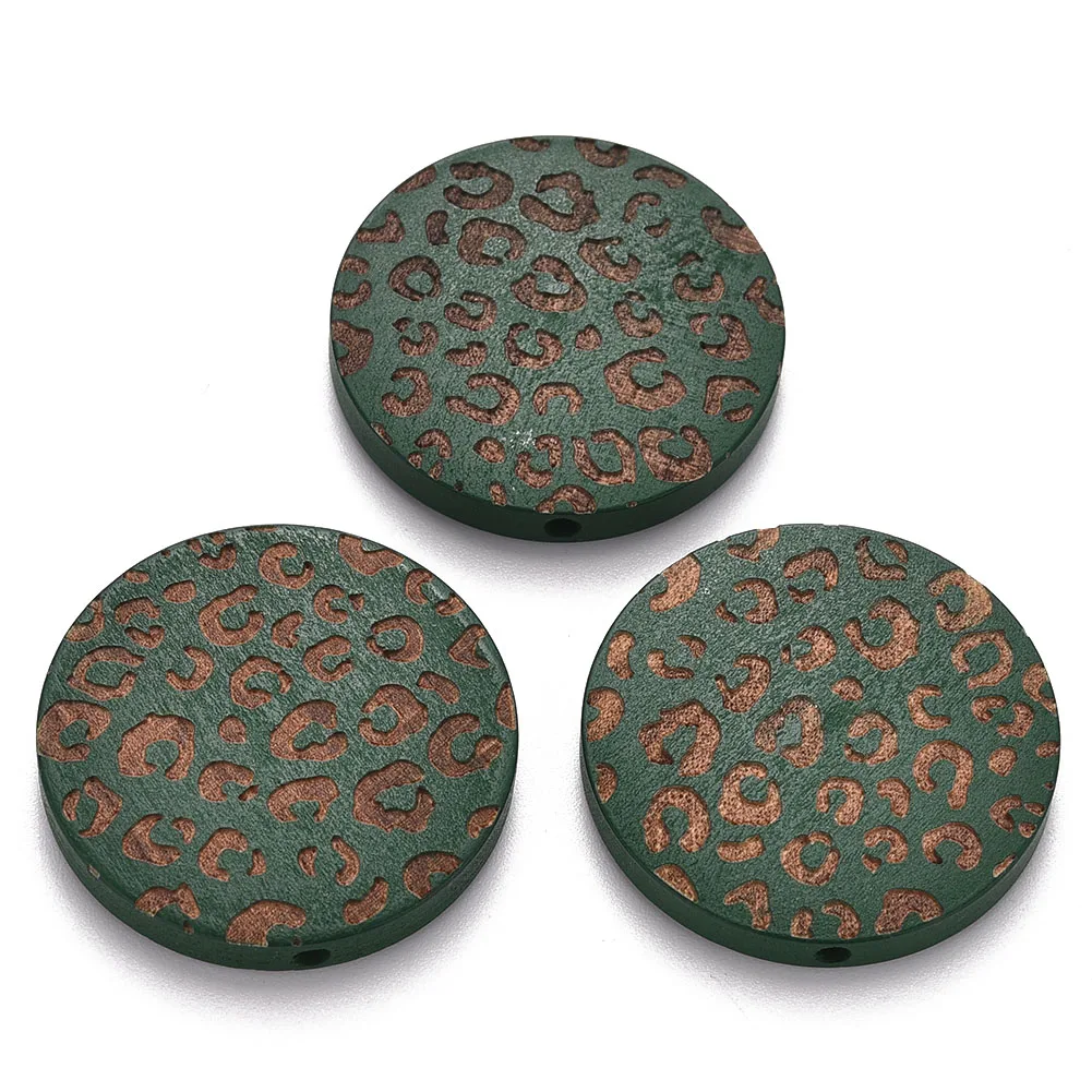 

PandaHall Leopard Print Plum Laser Engraved Pattern Round Wood Beads