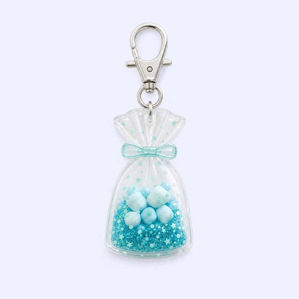 Showcase 2 - Mint Blue Polka Dot Keychain