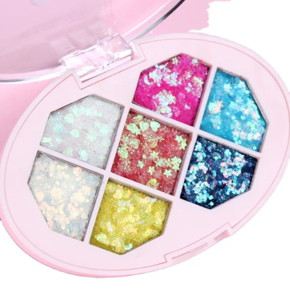 

7 color diamond shaped glitter powder sequins five-pointed star fragments moon eyeshadow palette vendor