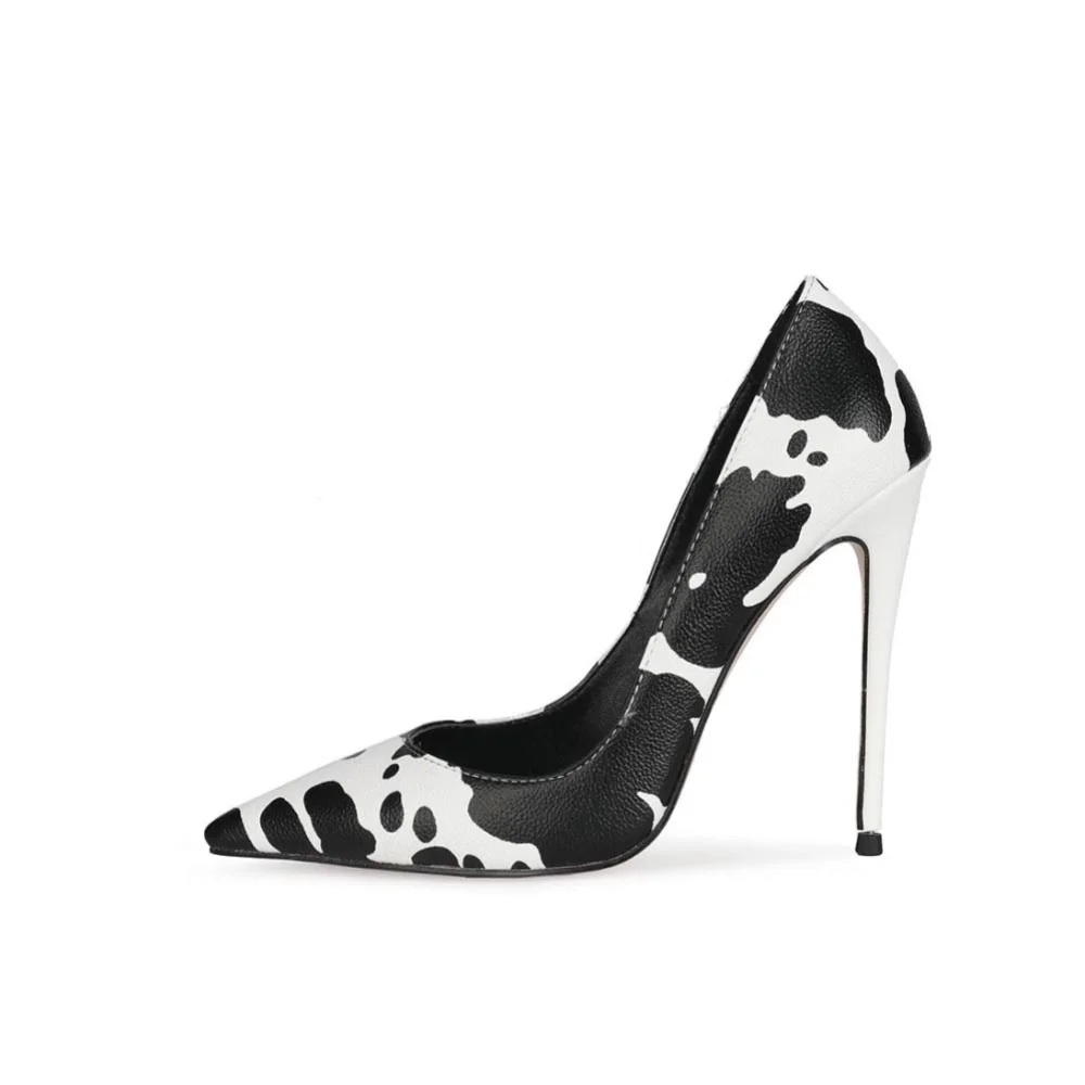 

Custom Logo Women High Hills Dress Shoes Fashion Cow Patterns Stiletto Heels Ladies Sexy Party Shoes