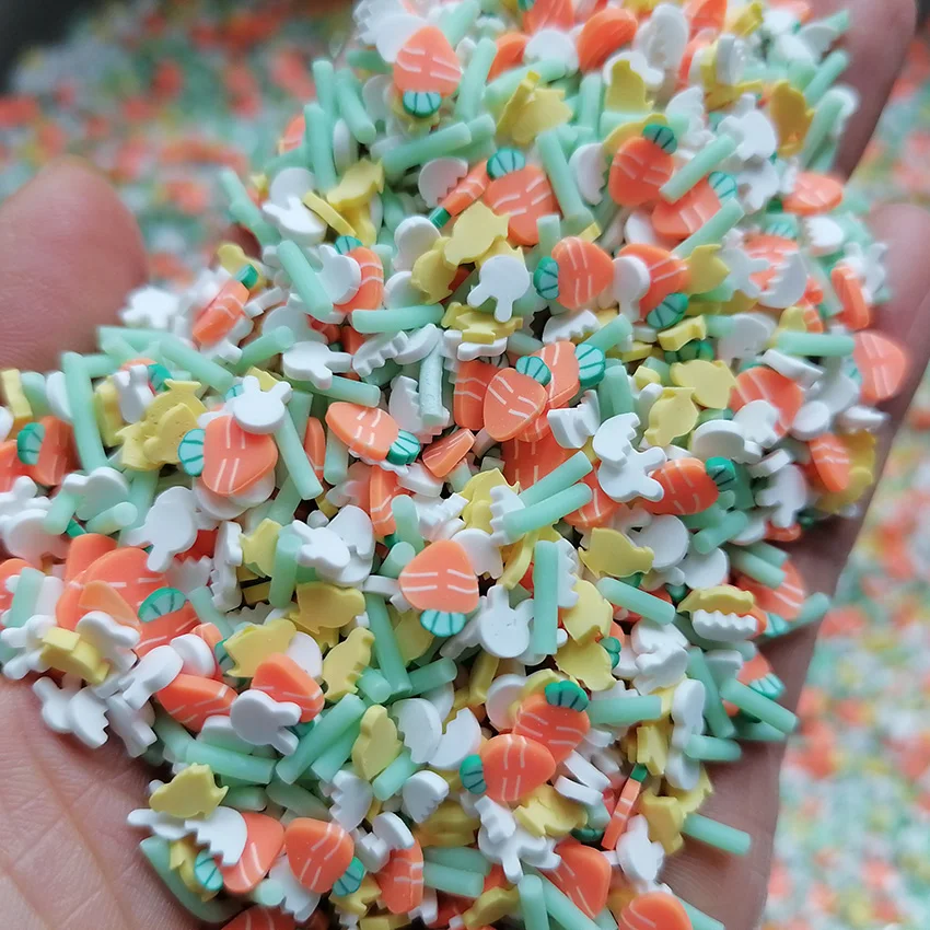 1000g DIY Craft Slime Filling Easter Cracked Egg Bunny Tiny Yellow Chick Carrot Mix Polymer Clay Sprinkles