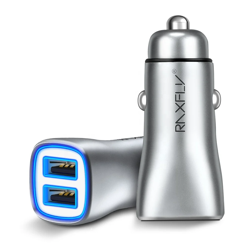 

Great Free Shipping RAXFLY Wholesale Promotion 12V 24V Dual Ports Adapter 2 Port Usb Car Charger With Led Light