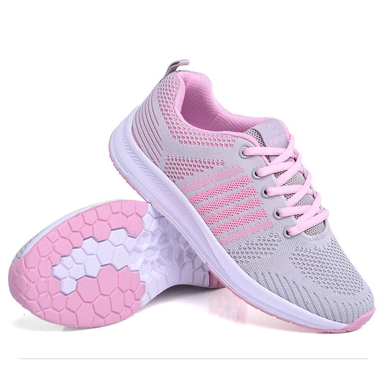 

Fashion style lightweight MD outsole flying knitted fabric running shoes sneakers for women, 3colors