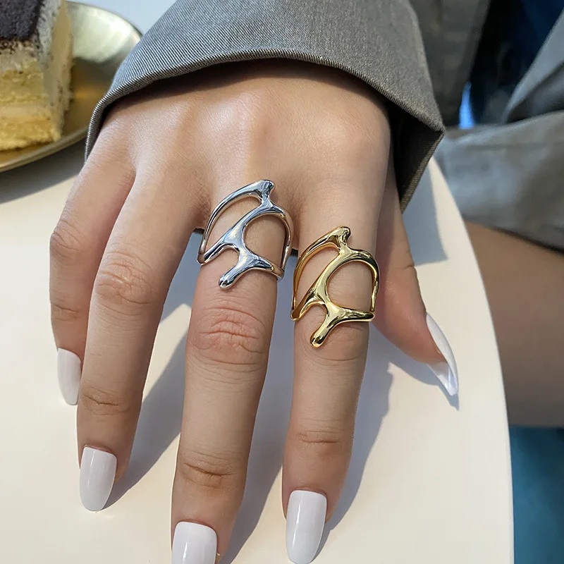 

New Trend Vintage Silver Plated Irregular Hollow Branches Opening Rings For Party
