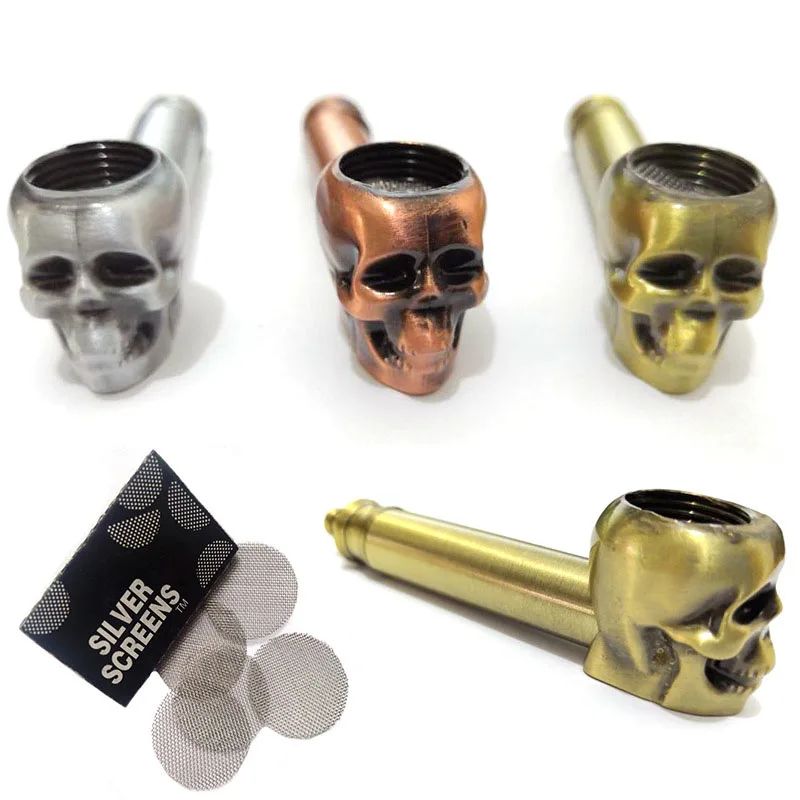 

Zinc Alloy Skull Metal Smoke Pipe Tobacco Pipe Tobacco Herb Smoking Pipe, Multi colors