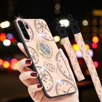 

For Xiaomi Redmi Note 8 Pro Case Diamond Clock Mobile Phone Case With TWO Straps For Redmi K30 Mi Note10 TPU PC Case