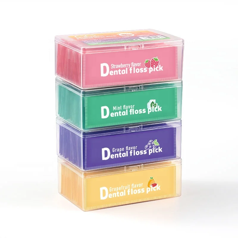 

30 Picks Individually Wrapped Box Dispenser Mint Fruit Flavor Flosser Toothpick Dental Floss Pick