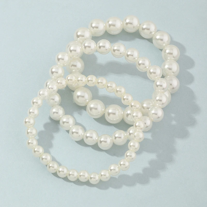 

Wholesale Fashion Pearl Bangle Bracelet Pearl Charm Bracelet For Girls, White