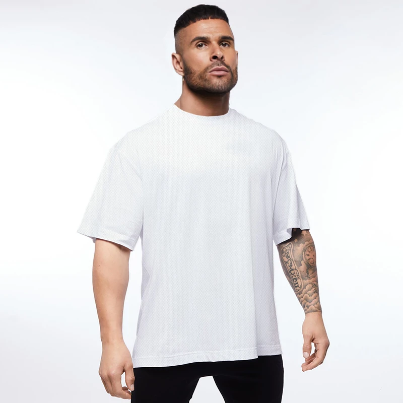 

Mens Plain Quick Dry Mesh T-shirt Oversized drop shoulder design Tee Custom Printing Tshirt Blank Short sleeve T Shirt