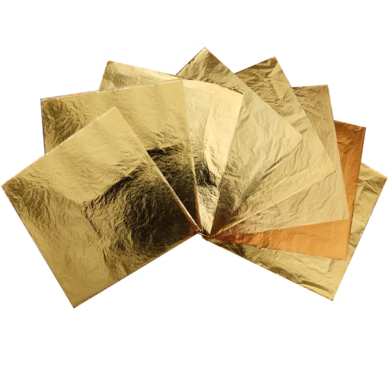 100sheets/bag Antioxidation Gold Leaf Sheet for Furniture Decoration High Imitation Gold Leaf Foil for Gilding Decoration
