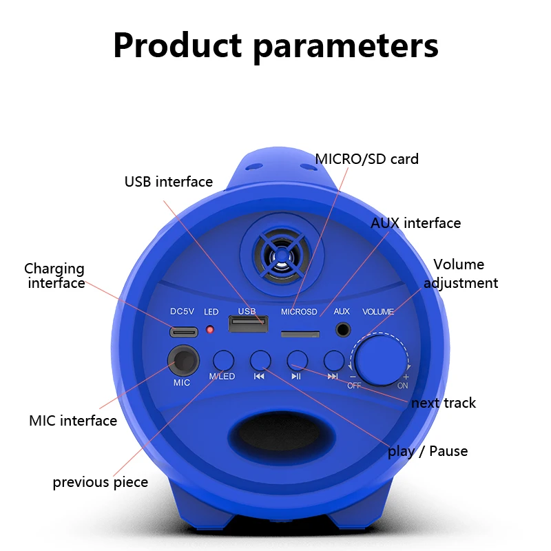 Wireless Bluetooth Speaker Outdoor Portable Bazooka Speakers LED Light Audio Party Player Subwoofer Boombox Bocinas Bluetooth - ANKUX Tech Co., Ltd