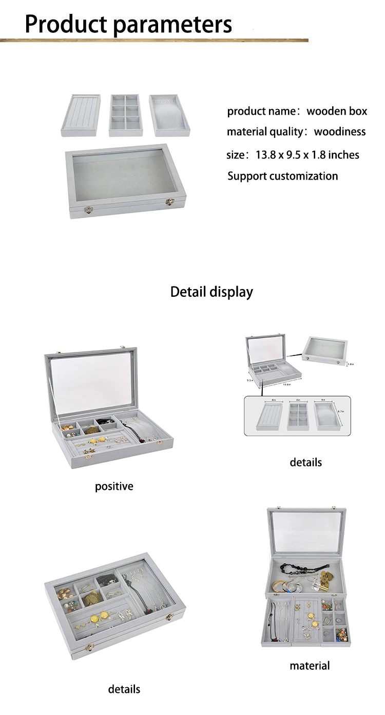 Stackable Jewelry Tray With Lid Velvet Earring Drawer Insert Display