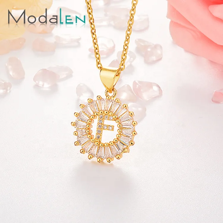 

Modalen Square Clear Quartz Alphabet Letter 18K Gold Plated Round Pendant Necklace, Yellow gold