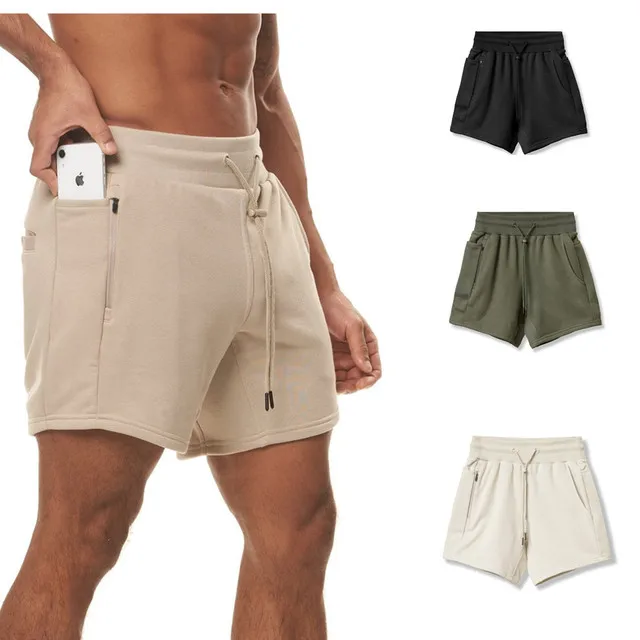 

Summer Custom Men Casual Solid Color Pockets Running Fitness Training Sweat Shorts, In stock