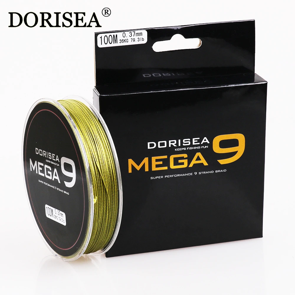 DORISEA MEGA 9 Strands 100M-2000M PE Multifilament Braided Fishing Line Wire 15-310LB, Black,blue,green,yellow,white,red,grey, multicolor and so on