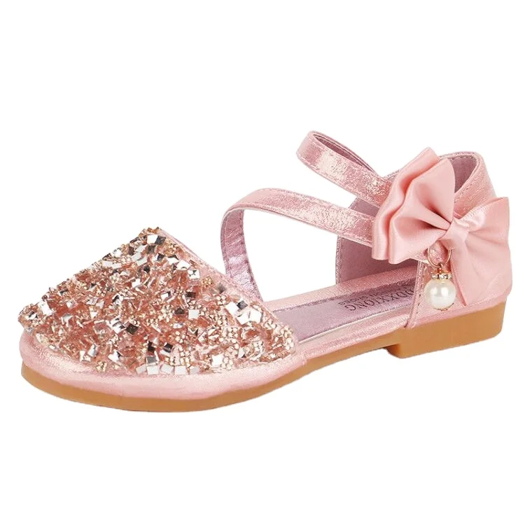 

2021 summer new transparent soft bottom children sandals shiny rhinestone little girl shoes princess sandals, Silver/pink/yellow