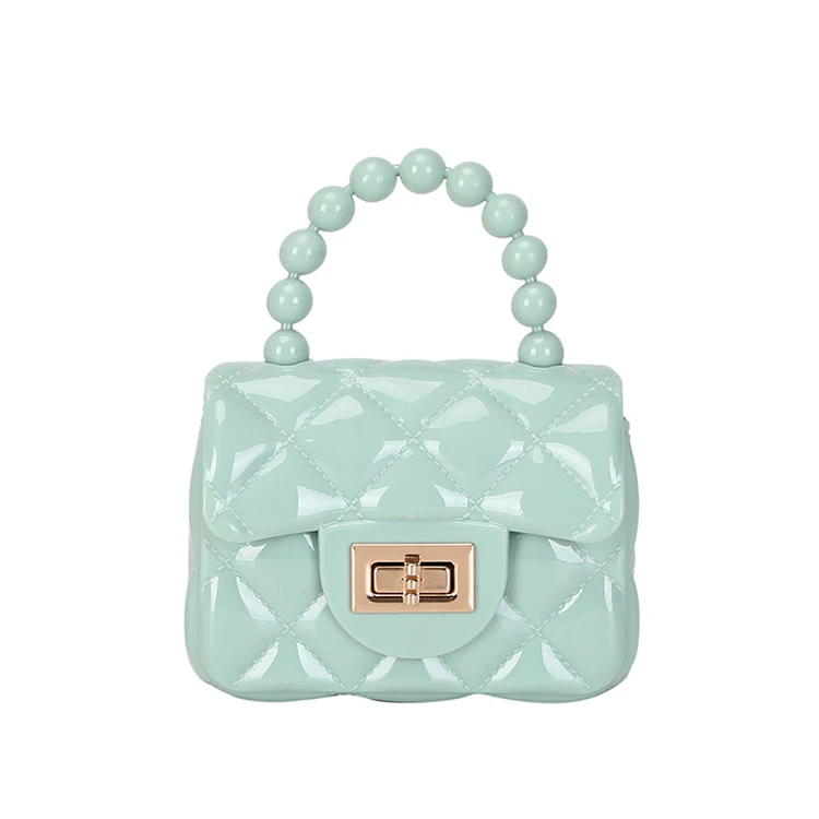 

CL010 2022 Summer color pearl handle fashion rhombus mini handbag pvc shoulder jelly bag